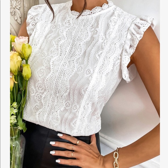 Boho Floral Mesh Lace Butterfly Sleeve Top Blouse Blue - Picture 8 of 14